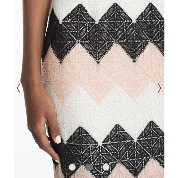 White House Black Market Black, Pink and White Chevron Dress - Picture 2 of 6